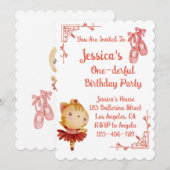 Ballerina Kat Kids Verjaardagsfeest Kaart (Voorkant / Achterkant)