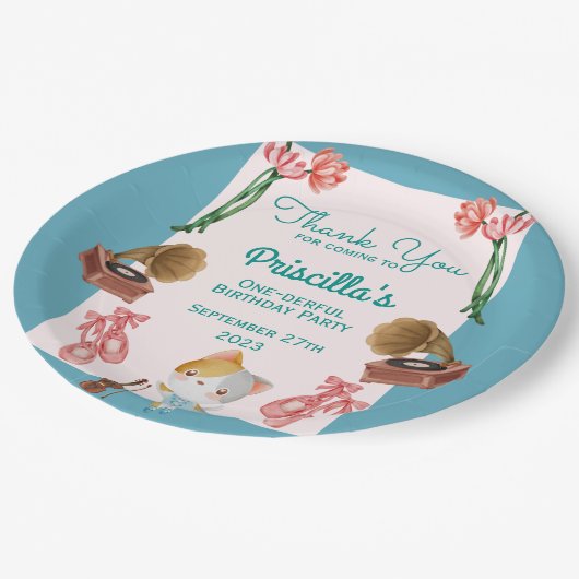 Ballerina Kat Kids Verjaardagsfeest Papieren Bordje (Gekanteld)