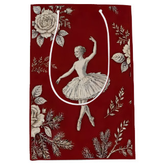 Ballerina Kerst Toile - Klassiek Rood Medium Cadeauzakje