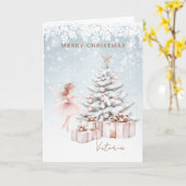 Ballerina Kerstboom Sneeuwvlokken Kaart (Gele Bloem)