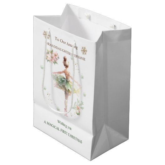 Ballerina kerstcadeauzak medium cadeauzakje (Voorkant Gekanteld)