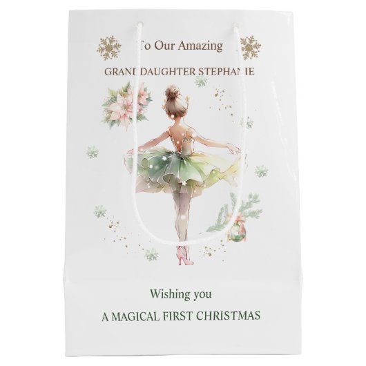 Ballerina kerstcadeauzak medium cadeauzakje (Achterkant)