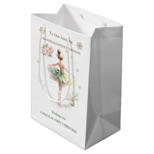 Ballerina kerstcadeauzak medium cadeauzakje (Achterkant Gekanteld)