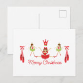 Ballerina Kerstmis met Balet Shoes Red en Green Briefkaart (Voorkant / Achterkant)