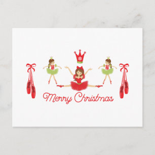 Ballerina Kerstmis met Balet Shoes Red en Green Briefkaart