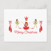 Ballerina Kerstmis met Balet Shoes Red en Green Briefkaart (Voorkant)