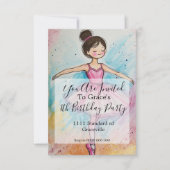 Ballerina Kids Verjaardagsfeestje Uitnodigen (Voorkant)