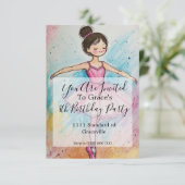 Ballerina Kids Verjaardagsfeestje Uitnodigen (Staand voorkant)