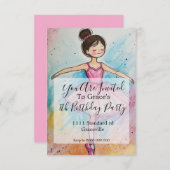 Ballerina Kids Verjaardagsfeestje Uitnodigen (Voorkant / Achterkant)