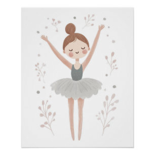 Ballerina-kinderkamer muurkunst, kinderkamerprint  perfect poster
