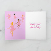 Ballerina, kinderverjaardagskaart en naam leeftijd kaart (Binnen)