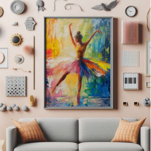 Ballerina kleurrijke Abstracte kunst Foto Afdruk