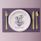 Ballerina Koala Tutu Opgewonden Baby Meisje Douche Papieren Bordje