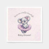 Ballerina Koala Tutu Opgewonden Baby Meisje Douche Servet (Voorkant)