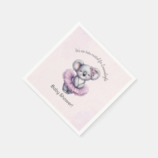 Ballerina Koala Tutu Opgewonden Baby Meisje Douche Servet (Hoek)