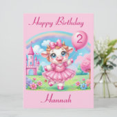 Ballerina Koe  Verjaardag Kaart (Staand voorkant)