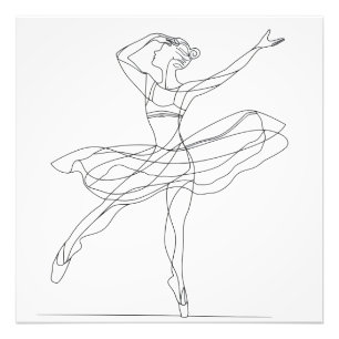 Ballerina Line Art Foto Afdruk