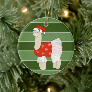Ballerina Llama Sneeuwvlokken Kerstmis Special Keramisch Ornament