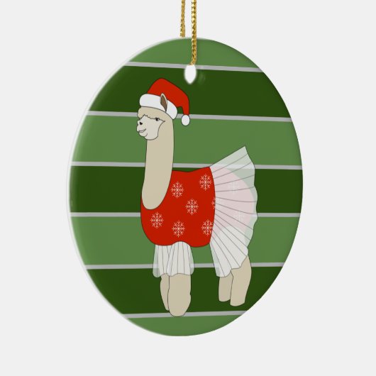 Ballerina Llama Sneeuwvlokken Kerstmis Special Keramisch Ornament (Rechts)