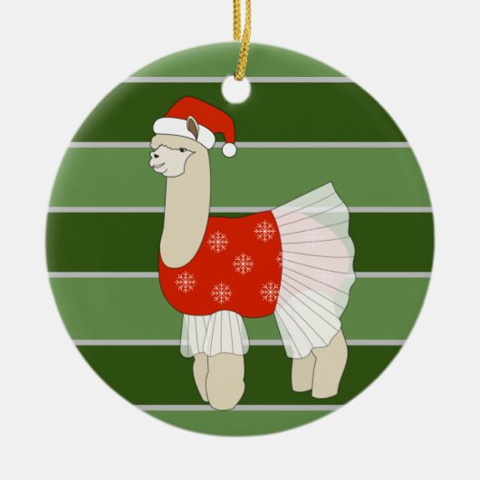 Ballerina Llama Sneeuwvlokken Kerstmis Special Keramisch Ornament (Voorkant)