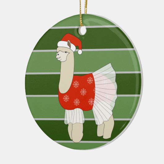 Ballerina Llama Sneeuwvlokken Kerstmis Special Keramisch Ornament (Links)