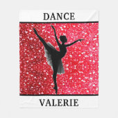 Ballerina Love Dance Red Hearts Fleece Deken (Voorkant)