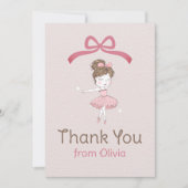 Ballerina Meisje in roze jurk Verjaardag Bedankkaart (Voorkant)