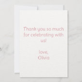 Ballerina Meisje in roze jurk Verjaardag Bedankkaart (Achterkant)