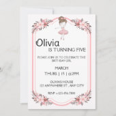 Ballerina Meisje in roze jurk Verjaardagsfeestje Kaart (Voorkant)