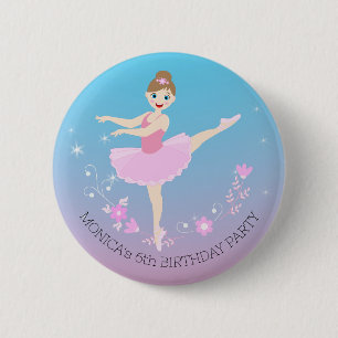  Ballerina meisje Verjaardagsfeest Ronde Button 5,7 Cm