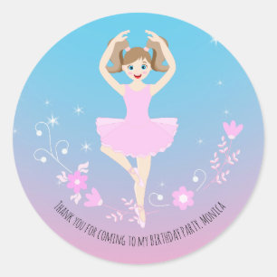  Ballerina meisje Verjaardagsfeest Ronde Sticker