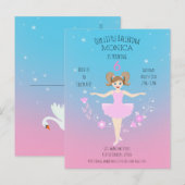 Ballerina meisje Verjaardagsfeest Uitnodiging Briefkaart (Voorkant / Achterkant)