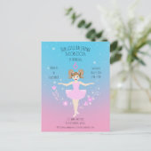 Ballerina meisje Verjaardagsfeest Uitnodiging Briefkaart (Staand voorkant)