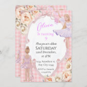 Ballerina Meisje Verjaardagsfeestuitnodiging Kaart (Voorkant / Achterkant)