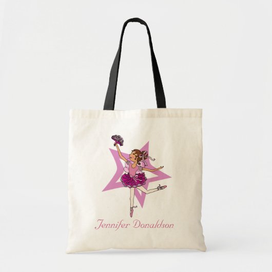 Ballerina meisje "voeg jouw naam toe" roze ballett tote bag (Voorkant)