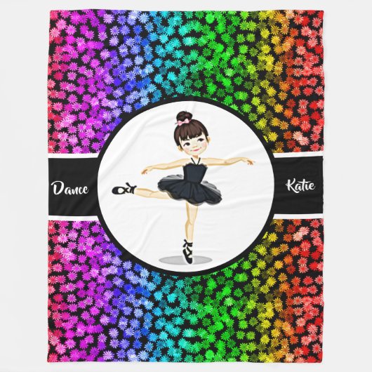 Ballerina Meisjes Kleurrijke Bloemen Dans Ballet Fleece Deken (Voorkant)