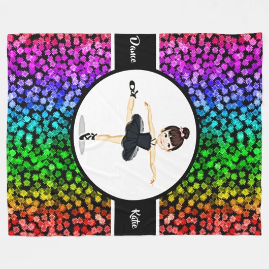 Ballerina Meisjes Kleurrijke Bloemen Dans Ballet Fleece Deken (Voorkant (Horizontaal))