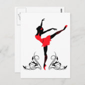 Ballerina met bloemornament. briefkaart (Voorkant / Achterkant)