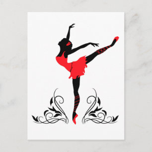 Ballerina met bloemornament. briefkaart