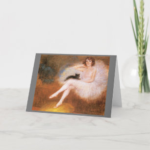 Ballerina met een zwarte kat van Carrier-Belleuse Kaart