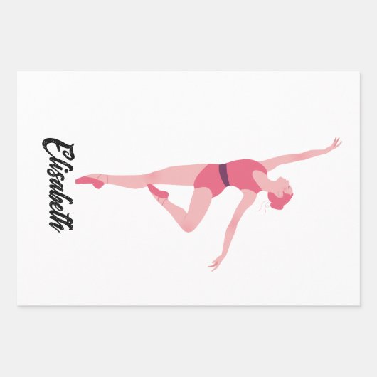 Ballerina met naam personalisatie inpakpapier vel (Voorkant)