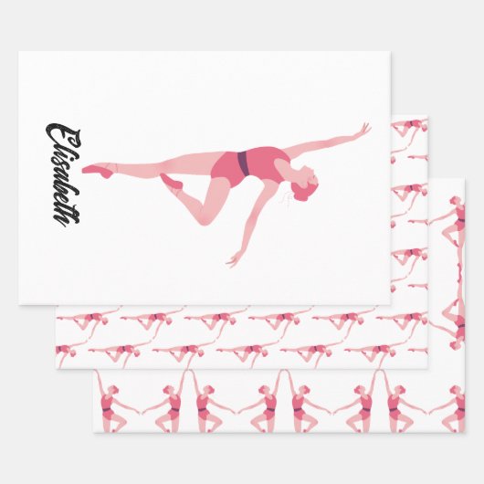 Ballerina met naam personalisatie inpakpapier vel (Set)