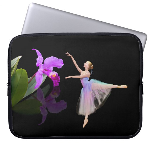 Ballerina met Orchidevloer Laptop Sleeve (Voorkant)