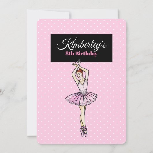 Ballerina met roze dress en pointe Shoes Kaart (Achterkant)