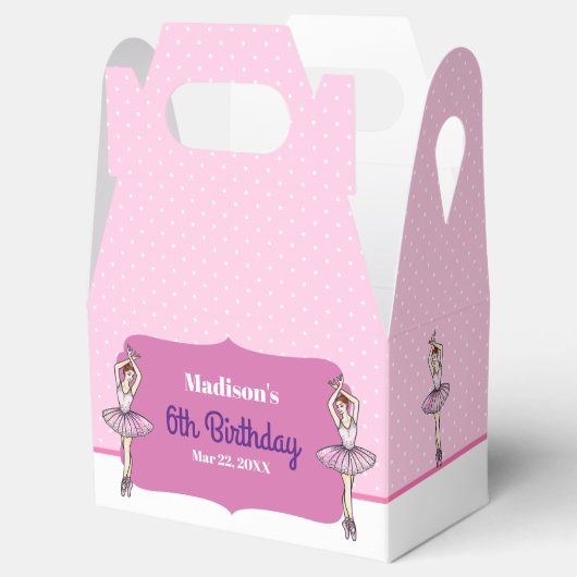 Ballerina met roze dress en Pointe Toe Shoes Bedankdoosjes (Geopend)