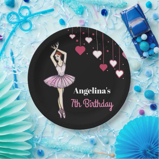 Ballerina met roze dress en Pointe Toe Shoes Papieren Bordje (Feest)