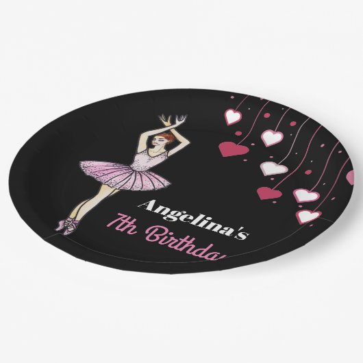 Ballerina met roze dress en Pointe Toe Shoes Papieren Bordje (Gekanteld)