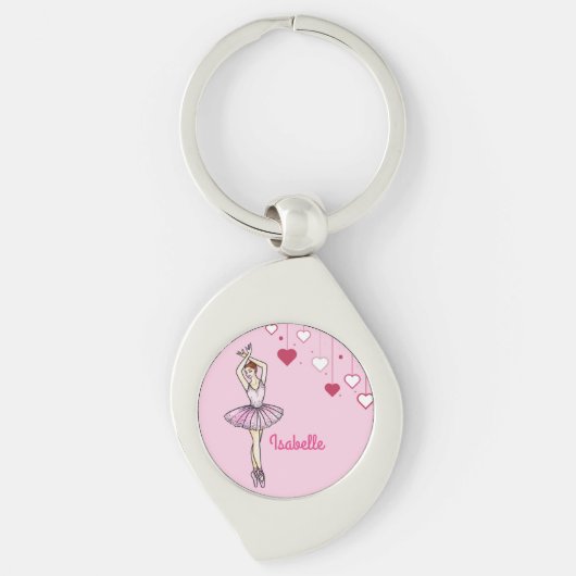 Ballerina met roze dress en Pointe Toe Shoes Sleutelhanger (Voorkant)