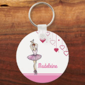 Ballerina met roze dress en Pointe Toe Shoes Sleutelhanger (Voorkant)