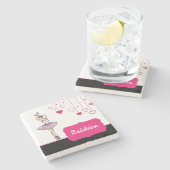 Ballerina met roze dress en Pointe Toe Shoes Stenen Onderzetter (Zijkant)